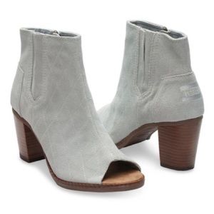 TOMS High Rise Quilted Suede Peep-toe Bootie